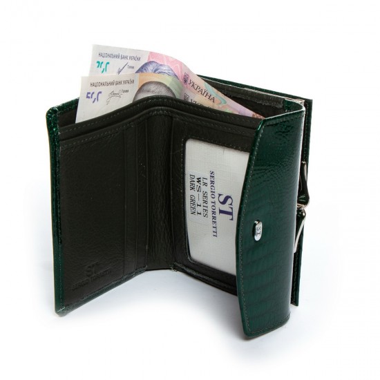 Жіночий шкіряний гаманець SERGIO TORRETTI WS-11 зелений