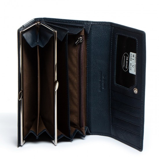 Женский кожаный кошелек dr.Bond Classic W1-V темно-синий