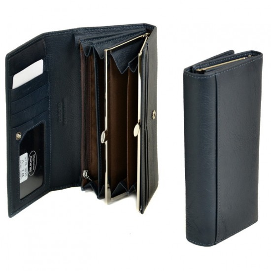 Жіночий шкіряний гаманець dr.Bond Classic W1-V темно-синій