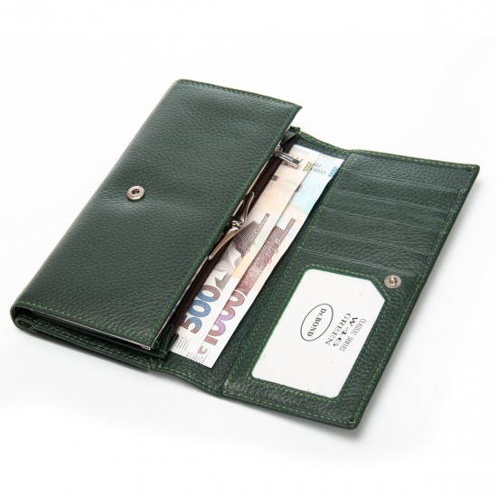 Жіночий шкіряний гаманець dr.Bond Classic W46 темно-зелений