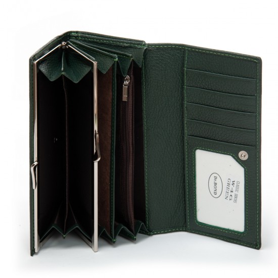 Жіночий шкіряний гаманець dr.Bond Classic W46 темно-зелений