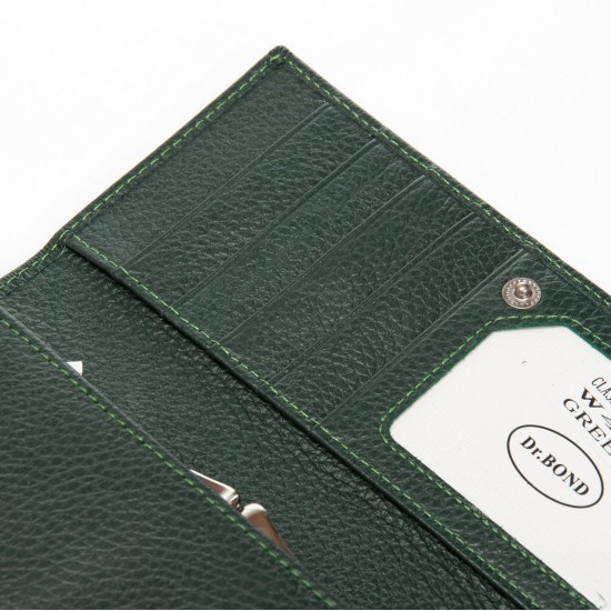 Жіночий шкіряний гаманець dr.Bond Classic W46 темно-зелений