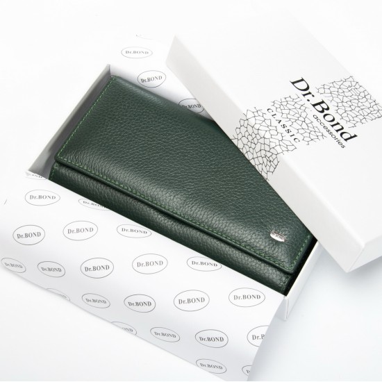 Жіночий шкіряний гаманець dr.Bond Classic W46 темно-зелений