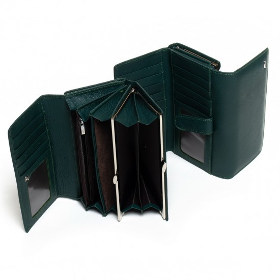 Жіночий шкіряний гаманець dr.Bond Classic W46 темно-зелений