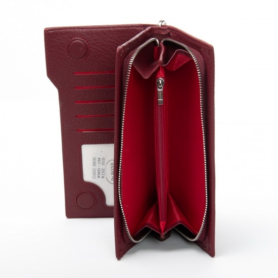 Женский кожаный кошелек dr.Bond Classic WMB-2M бордовый Женский кожаный кошелек dr.Bond Classic WMB-2M бордовый