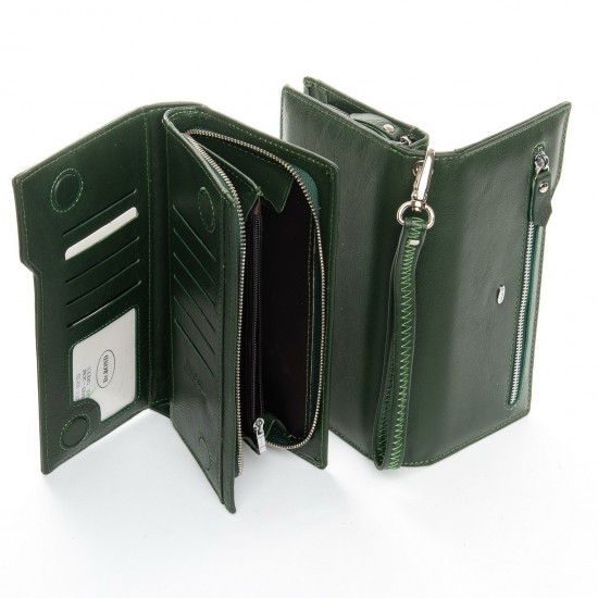Женский кожаный кошелек dr.Bond Classic WMB-2M зеленый