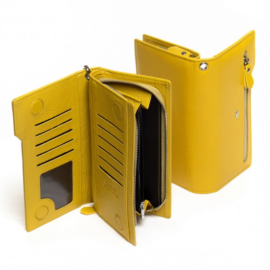 Женский кожаный кошелек dr.Bond Classic WMB-2M желтый