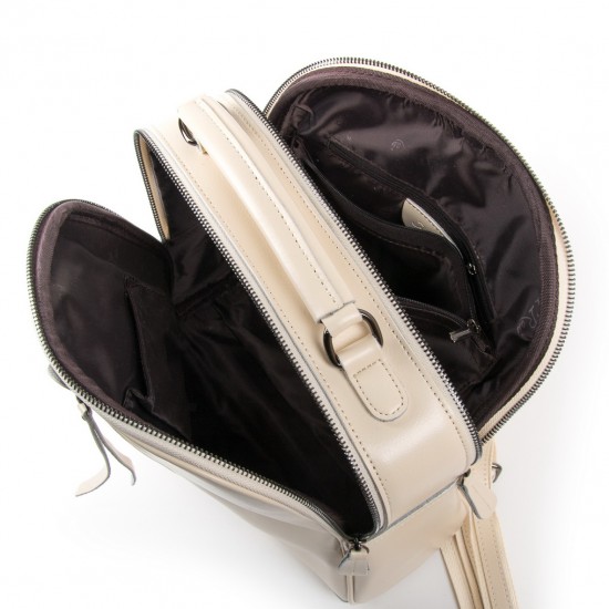 Женский рюкзак из натуральной кожи ALEX RAI 8694 бежевый