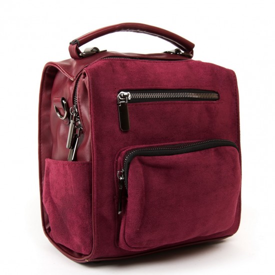 Женская модельная сумка-рюкзак из замша FASHION 0463 бордовый