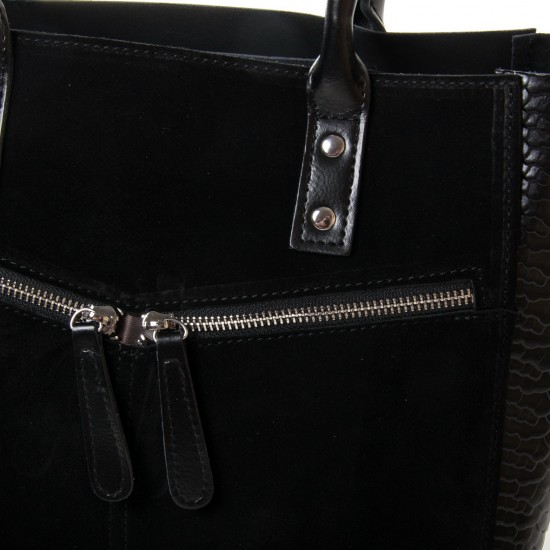 Женская сумка из натуральной кожи + замш ALEX RAI 8713 черный