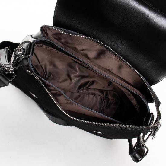 Женская сумка из натуральной кожи + замш ALEX RAI 8159 черный