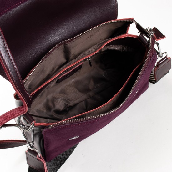 Женская сумка из натуральной кожи + замш ALEX RAI 8159 бордовый