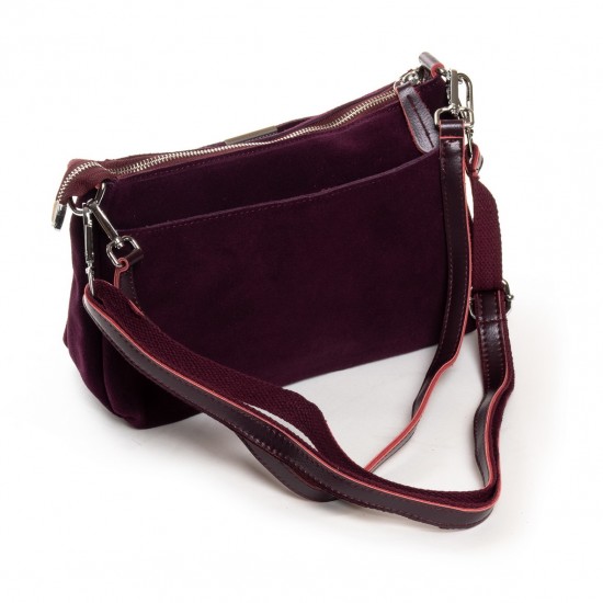 Женская сумка из натуральной кожи + замш ALEX RAI 8724 бордовый