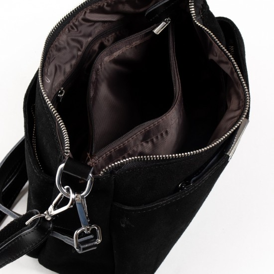 Женская сумка из натуральной кожи + замш ALEX RAI 8724 черный