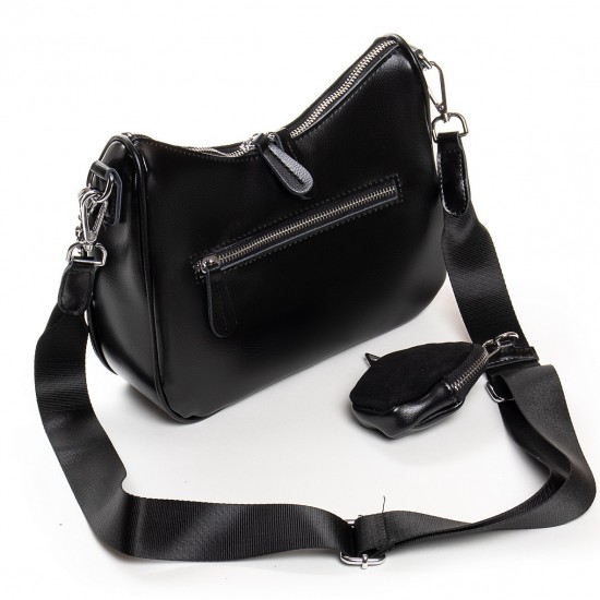 Женская сумка из натуральной кожи + замш ALEX RAI 375 черный