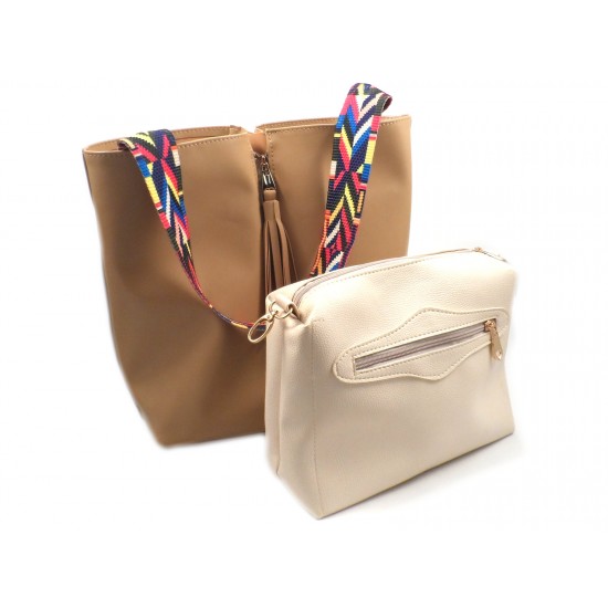 Женская модельная сумка + косметичка LARGONI T1711 бежевый