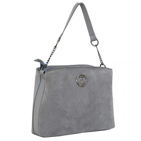 Женская сумочка из натурального замша LUCHERINO 628 серый