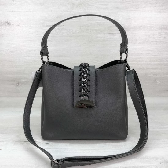 Женская модельная сумка на три отделения WELASSIE Сати серый
