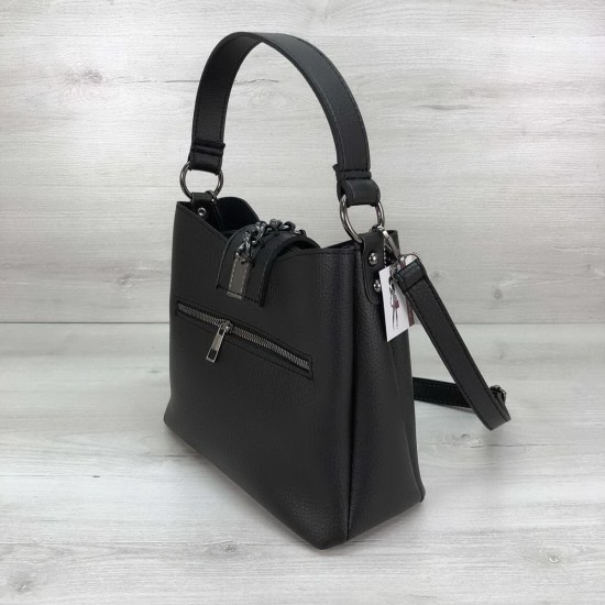 Жіноча модельна сумка на три відділення WELASSIE Сати чорний
