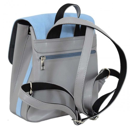 Жіноча рюкзак з натуральної замші LUCHERINO 646 сірий + блакитний
