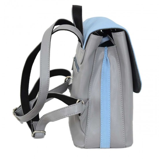 Женская рюкзак из натуральной замши LUCHERINO 646 серый + голубой