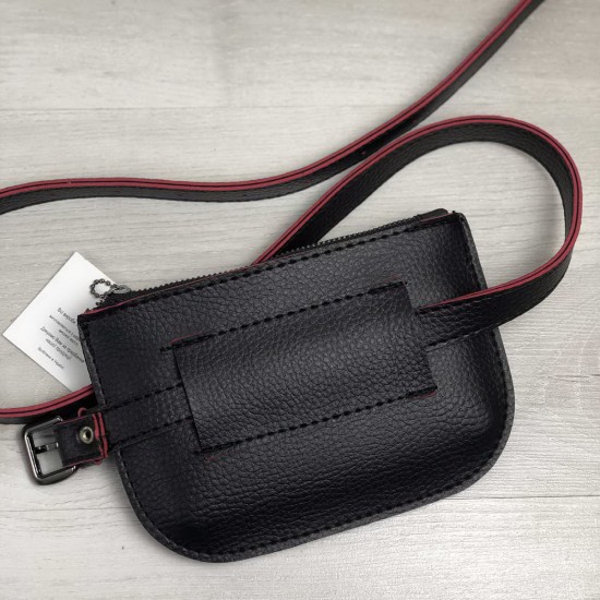 Жіноча сумочка на пояс WELASSIE Кеті чорний + червоний