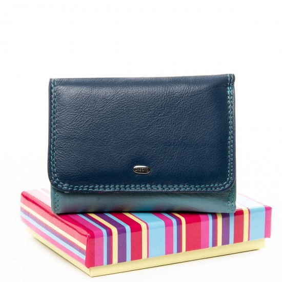 Шкіряний жіночий гаманець dr.Bond Rainbow WRS-15 синій
