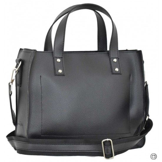 Жіноча модельна сумка LUCHERINO 630 чорний матовий + замш 2