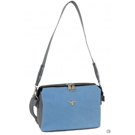 Женская сумочка на три отделения LUCHERINO 644 голубой замш