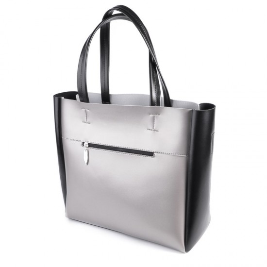 Жіноча модельна сумка на КАМЕЛІЯ М223 срібло + чорний