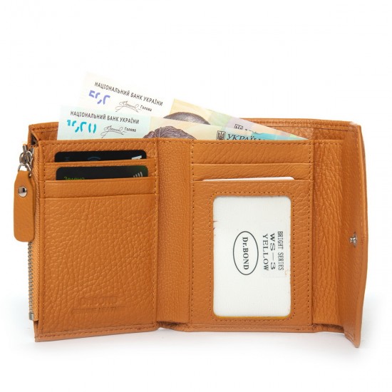 Женский кожаный кошелек dr.Bond Classic WS-3 желтый Женский кожаный кошелек dr.Bond Classic WS-3 желтый