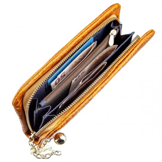 Жіночий гаманець із натуральної шкіри Guxilai 18960 коричневий