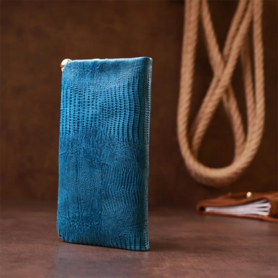 Жіночий гаманець із натуральної шкіри Guxilai 18966 синій