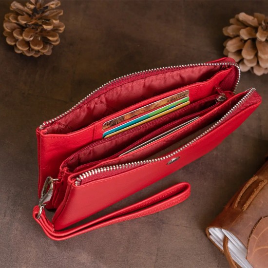 Жіночий гаманець-клатч з натуральної шкіри ST Leather 19251 червоний