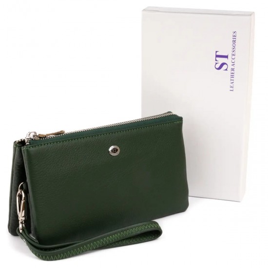 Жіночий гаманець-клатч з натуральної шкіри ST Leather 19253 зелений