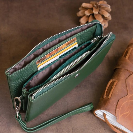 Жіночий гаманець-клатч з натуральної шкіри ST Leather 19253 зелений