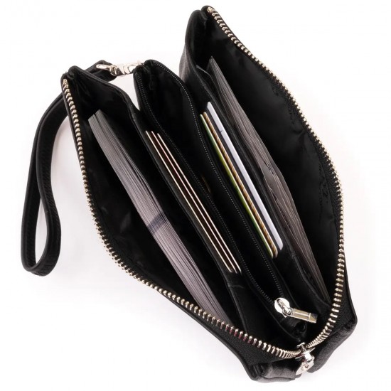Жіночий гаманець-клатч з натуральної шкіри ST Leather 19246 чорний