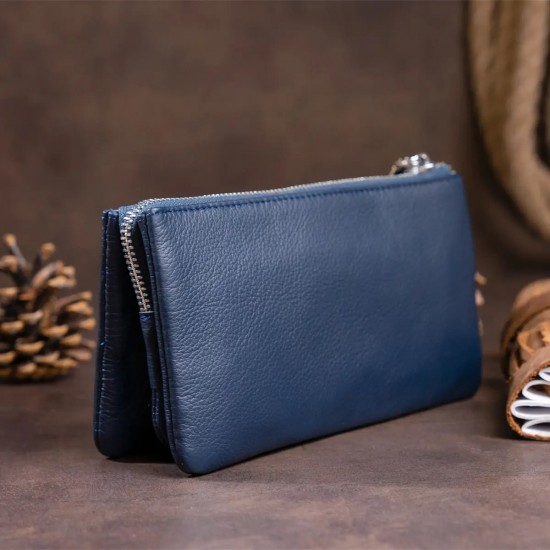 Жіночий гаманець-клатч з натуральної шкіри ST Leather 19248 темно-синій