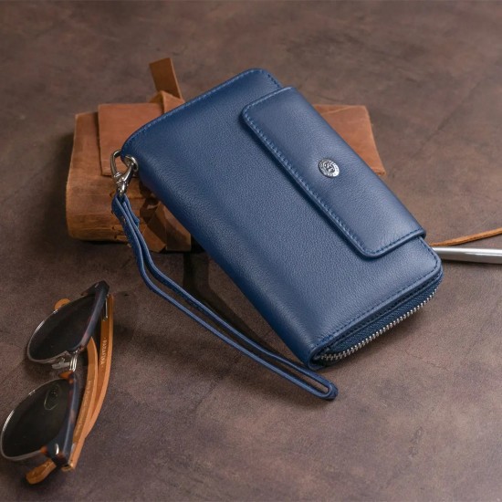 Жіночий гаманець з натуральної шкіри ST Leather 19340 темно-синій