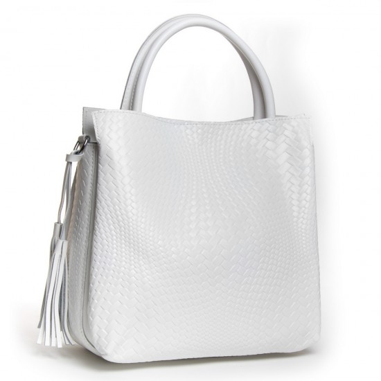 Женская сумка из натуральной кожи на три отделения ALEX RAI 9385 белый