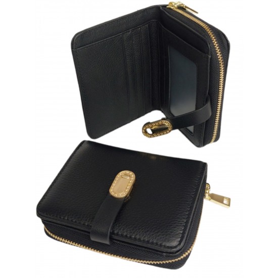 Жіночий гаманець з натуральної шкіри на магнітах LARGONI 13003-5 чорний