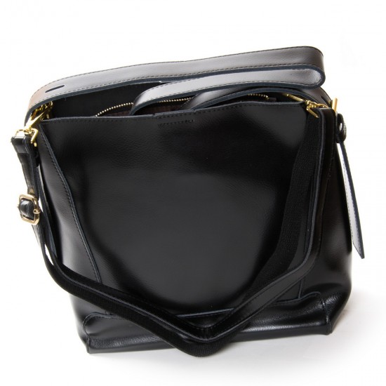 Женская сумка из натуральной кожи на три отделения ALEX RAI 38-8726 черный