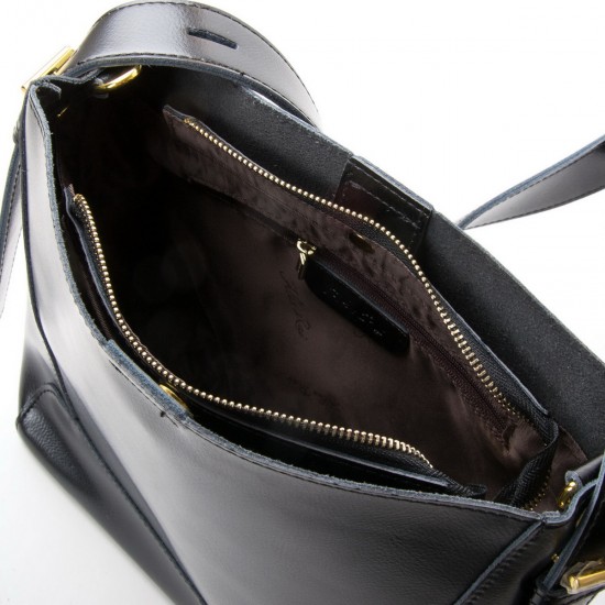 Жіноча сумка з натуральної шкіри на три відділення ALEX RAI 38-8726 чорний