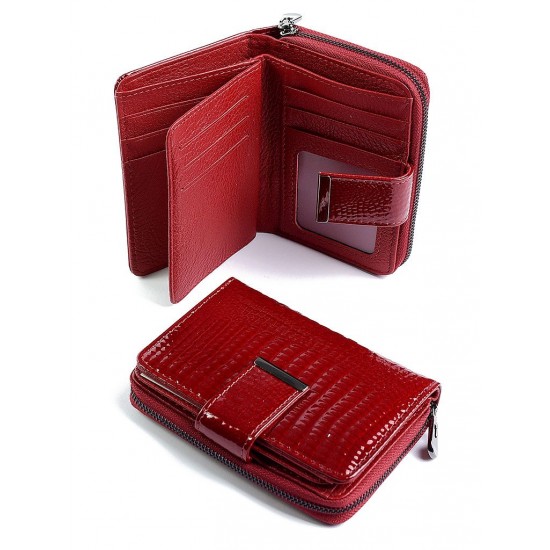 Жіночий лаковий гаманець з натуральної шкіри LARGONI  5198 червоний