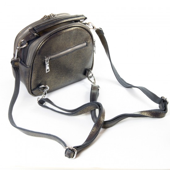 Жіноча сумочка-рюкзак з натуральної шкіри ALEX RAI P50 339 сіро-золотий