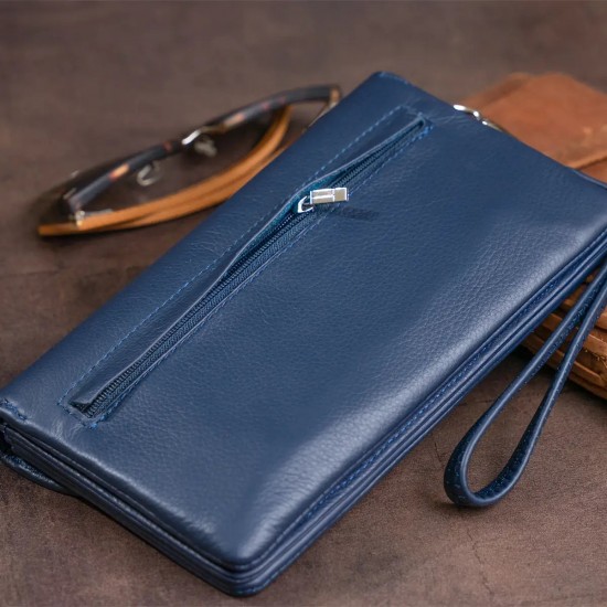 Женский кошелек-клатч из натуральной кожи ST Leather 19317 темно-синий