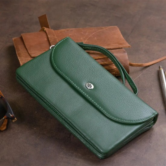 Жіночий гаманець-клатч з натуральної шкіри ST Leather 19320 зелений