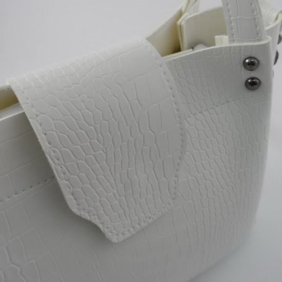 Жіноча модельна сумка LARGONI 1742A білий крокодил