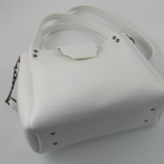 Женская модельная сумка LARGONI 1742A белый крокодил