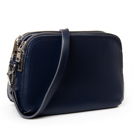 Жіноча сумочка на три відділення з натуральної шкіри LARGONI 8725-220 синій